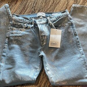 FRAME Silver-Accent Light Blue Denim Jeans